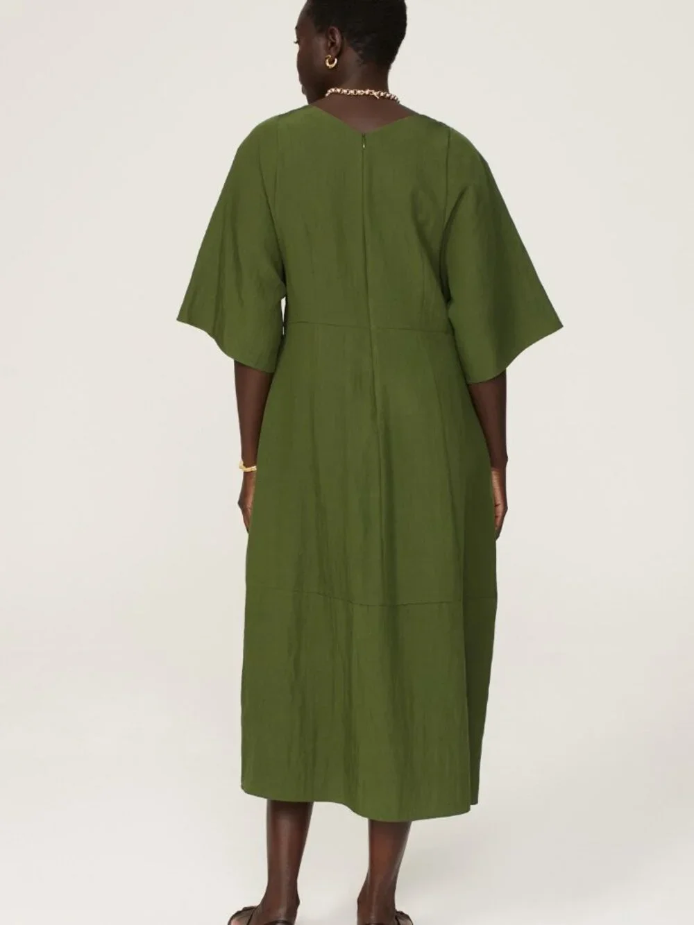 NWT Vince Flutter Sleeve Dress Herb Green sz S $425 - Picture 2 of 10